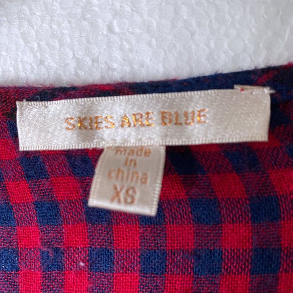 Skies Are Blue XS Plaid Ruffle Peplum Top Blouse - Picture 2 of 11